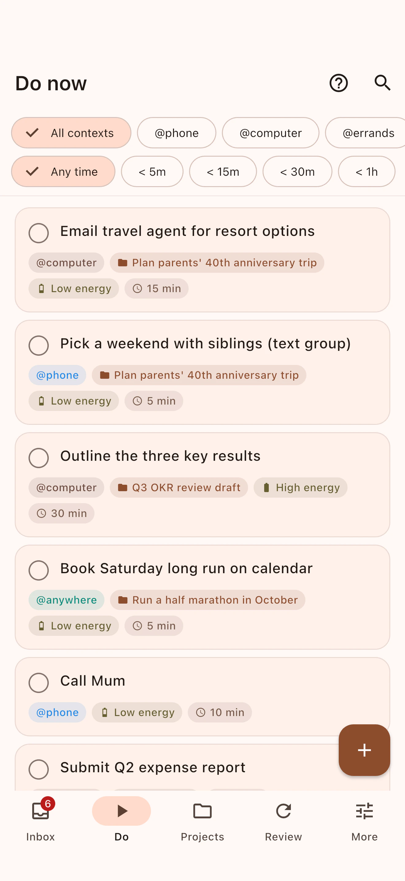 Trayzero next actions screen