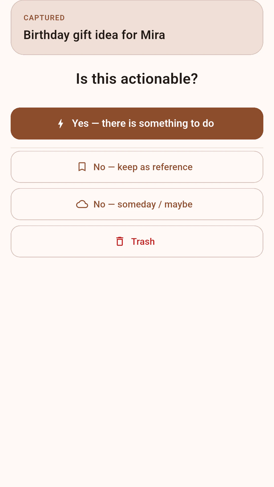 Trayzero — GTD Inbox & Tasks — Process Inbox